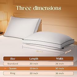 Mosluna Feather Down Pillows Queen Size Set of 2