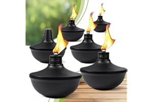 FAN-Torches 6-Pack Upgraded Tabletop Torches, 24 oz Citronella Torch Lights, Refillable Torch with Wicks, Covers, and Funnel Included - Ideal for Garden, Patio, Deck, Yard, Party, Landscape