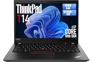 Lenovo Thinkpad T14 Gen 1 Laptop Computer, 10th Gen Quad-Core i5-10310U, 16GB DDR4, 512GB SSD, Backlit Keyboard, Thunderbolt 