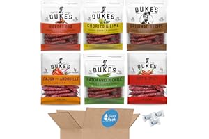Duke’s Shorty Smoked Sausages Ultimate Variety Snack Peak Gift Box – Original, Chorizo and Lime, Hatch Green Chile, Hot and Spicy, Cajun Andouille, Hickory BBQ