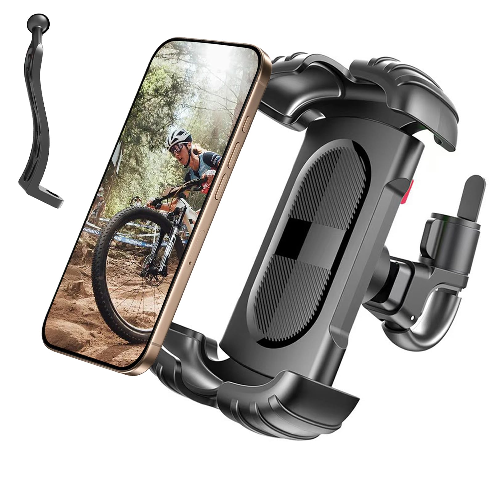 Photo 1 of YYFWND Bike Motorcycle Phone Holder with 2 Clamps, [New Generation] Bicycle Cell Phone Mount Better Suited for Flat Handlebars & Bicycle Stems, Electric Ebike Accessories, for 4.92"-6.8" Smartphones