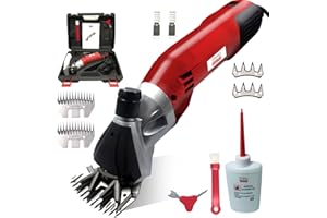 Sheep Shears Pro 110V 500W Professional Heavy Duty Electric Shearing Clippers with 6 Speed, 2 Blades, Shaving Fur Wool in Sheep, Goats, Cattle, Farm Livestock Pet, Grooming Carrying Case, Extra Blade