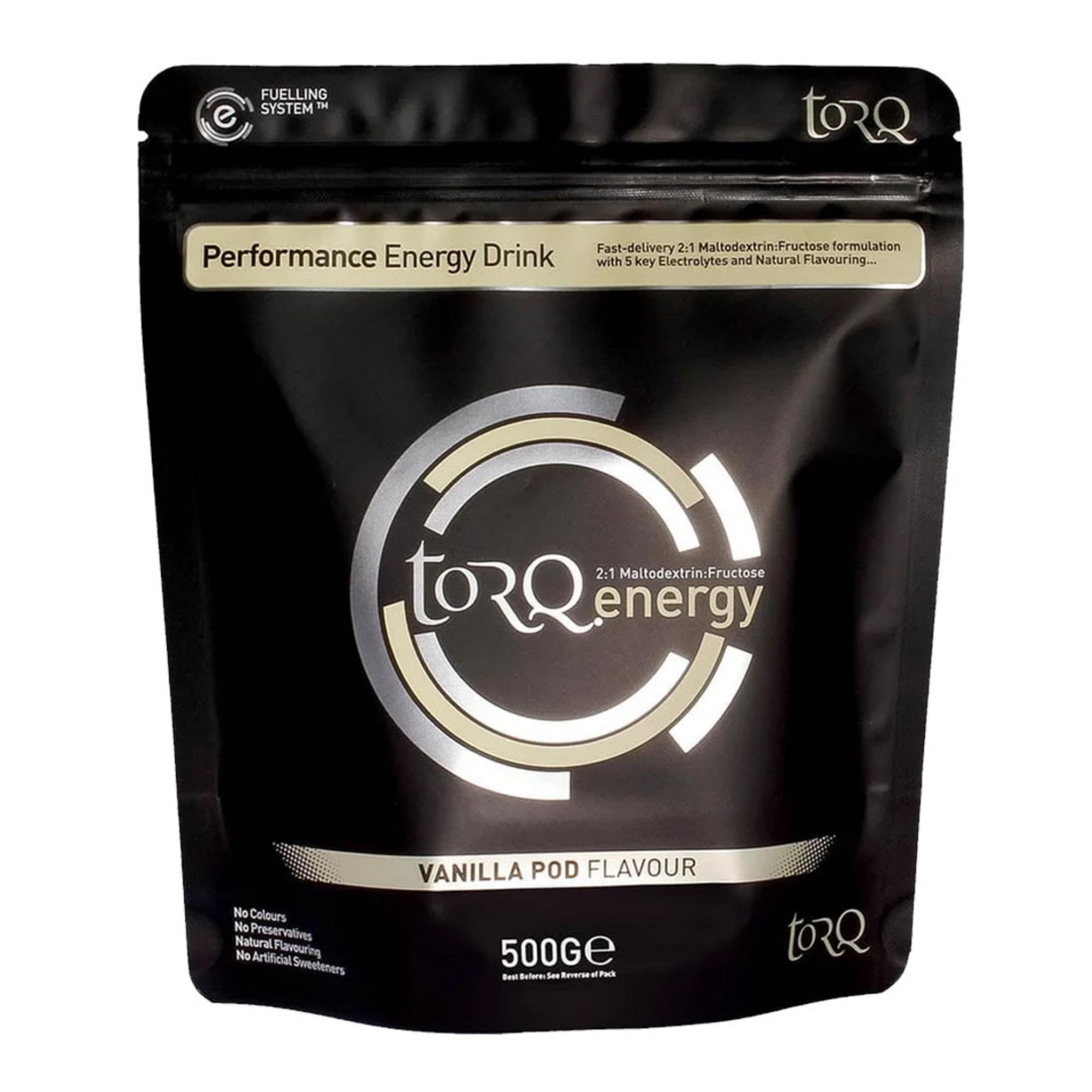 TORQ Flavoured Electrolyte Powder - Natural Vanilla Pod Isotonic Hydration Powder with Electrolytes Drink | Fast Delivery Energy Drink with High Carbohydrates and Sodium | 15 Single Servings