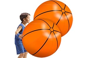 Meooeck 2 Pcs 27 Inch Inflatable Basketball Large Basketball Party Decorations Giant Inflatable Balls for Outdoor Activity Games Sports Event Birthday Party Supplies