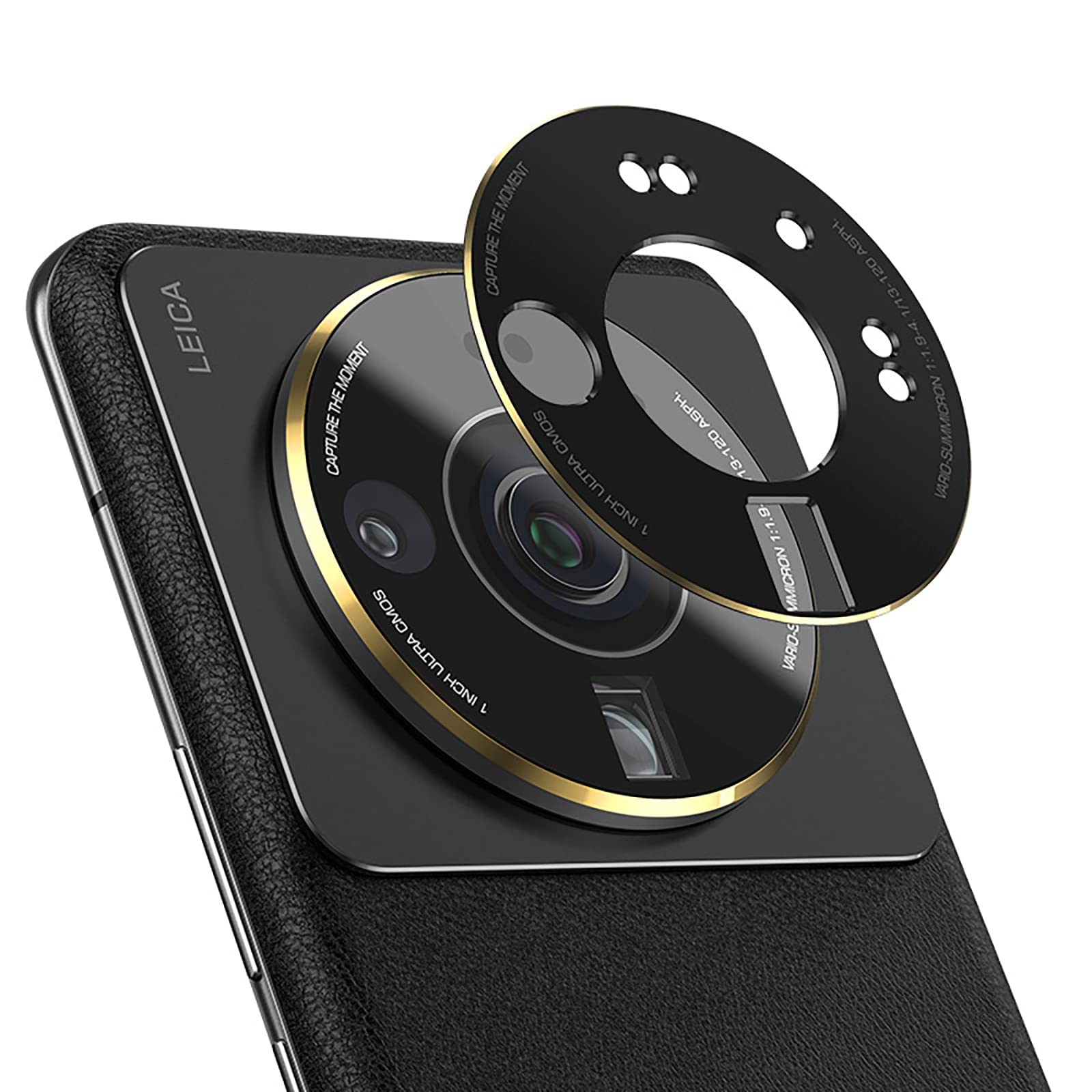 GIOPUEY Camera Lens Protector Compatible with Xiaomi Mi 12S Ultra,[2 Pack] Camera Lens Metal Protectors [Does Not Affect Imaging] 360° Camera Protection for Xiaomi Mi 12S Ultra (Black)