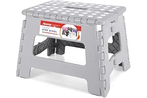 ACSTEP Folding Step Stool 9'' Foldable Step Stool for Kids and Adults Up to 300 lbs, Non-Slip Folding Stools with Portable Ha