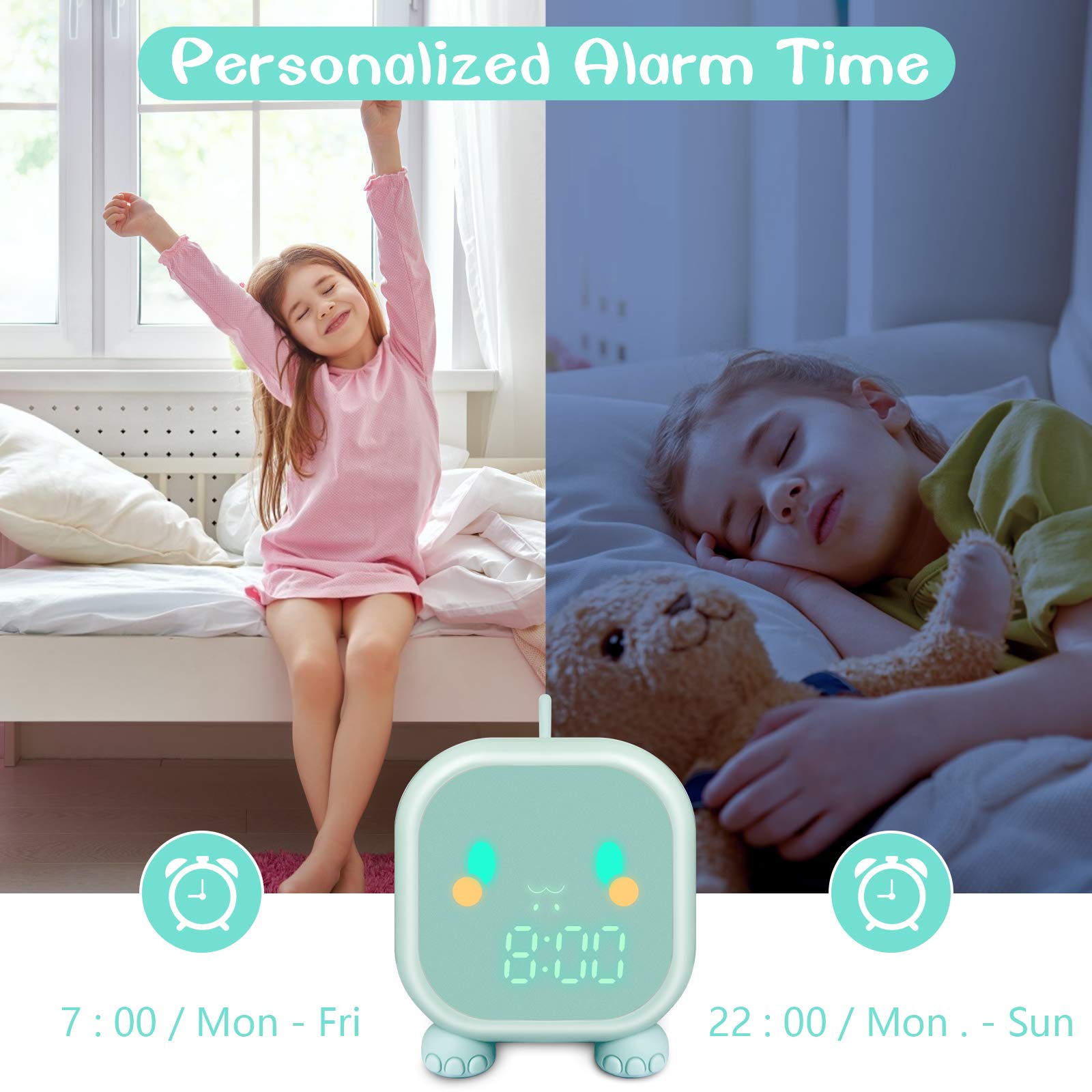 Ornalry Kids Alarm Clock, Digital Alarm Clock for Kids Bedroom, Cute