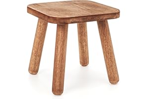 Youeon 9 Inch Small Wooden Step Stool, Non-Slip One Step Stool for Adults, Holds up to 300 Lbs, Portable & Sturdy, Footstool for Bedroom, Bathroom, Kitchen, Easy to Assemble
