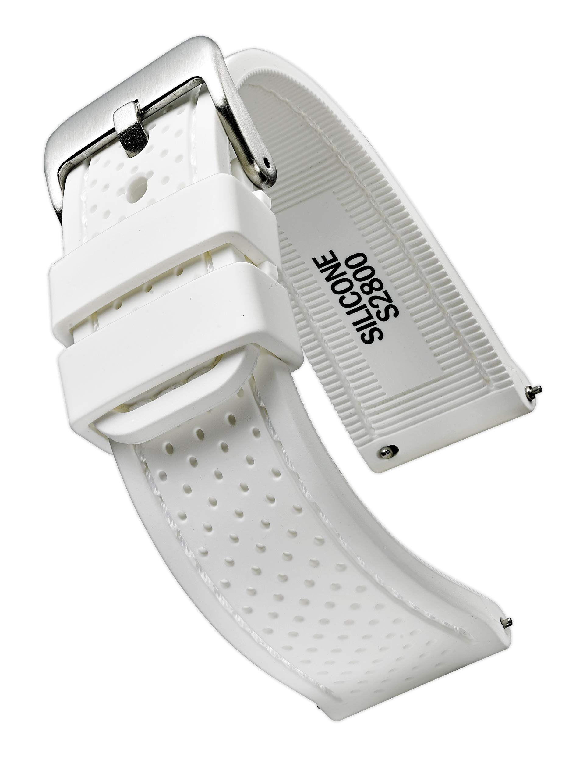 ALPINE Sporty Premium Soft Silicone Adjustable Watch Band - Replacement Rubber Watch Bands for Women & Men - Waterproof Quick Release Watch Straps - Compatible with Regular & Smart Watch Bands, WHITE