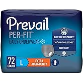 Prevail Per-Fit Daily Underwear for Men, Large, White, 72 ct | Disposable, Incontinence, Extra Absorbency