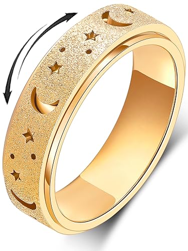 MHWTTY Anxiety Ring for Women Fidget Ring Stainless Steel Spinner