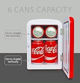 Koolatron Coca Cola Mini Fridge 4L 6 Can Desk Top Red AC DC Portable view 3