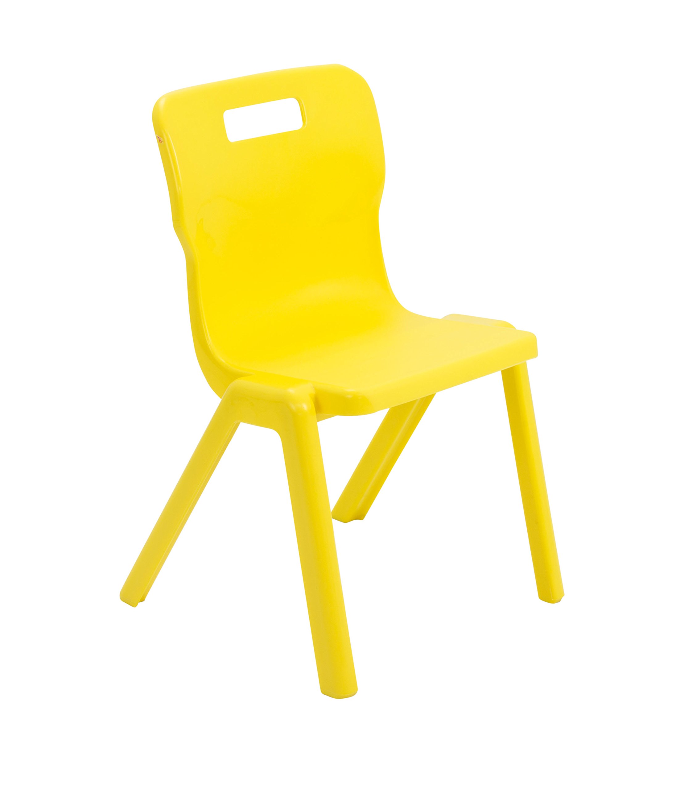 Titan One Piece Classroom Chair, Plastic, Yellow, Size 4 for Ages 8-9 Years