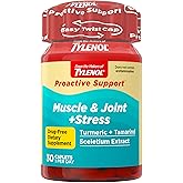 Tylenol Proactive Support* Muscle & Joint Supplements + Stress, Drug Free, Tamarind + Turmeric Supplement and Sceletium Extract to Improve Joint Comfort & Flexibility 30 ct