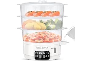 Electric Food Steamer, 13.7QT Vegetable Steamer with 3 Tiers BPA-Free Baskets, Digital Steamer with Appointment and Timer, 80