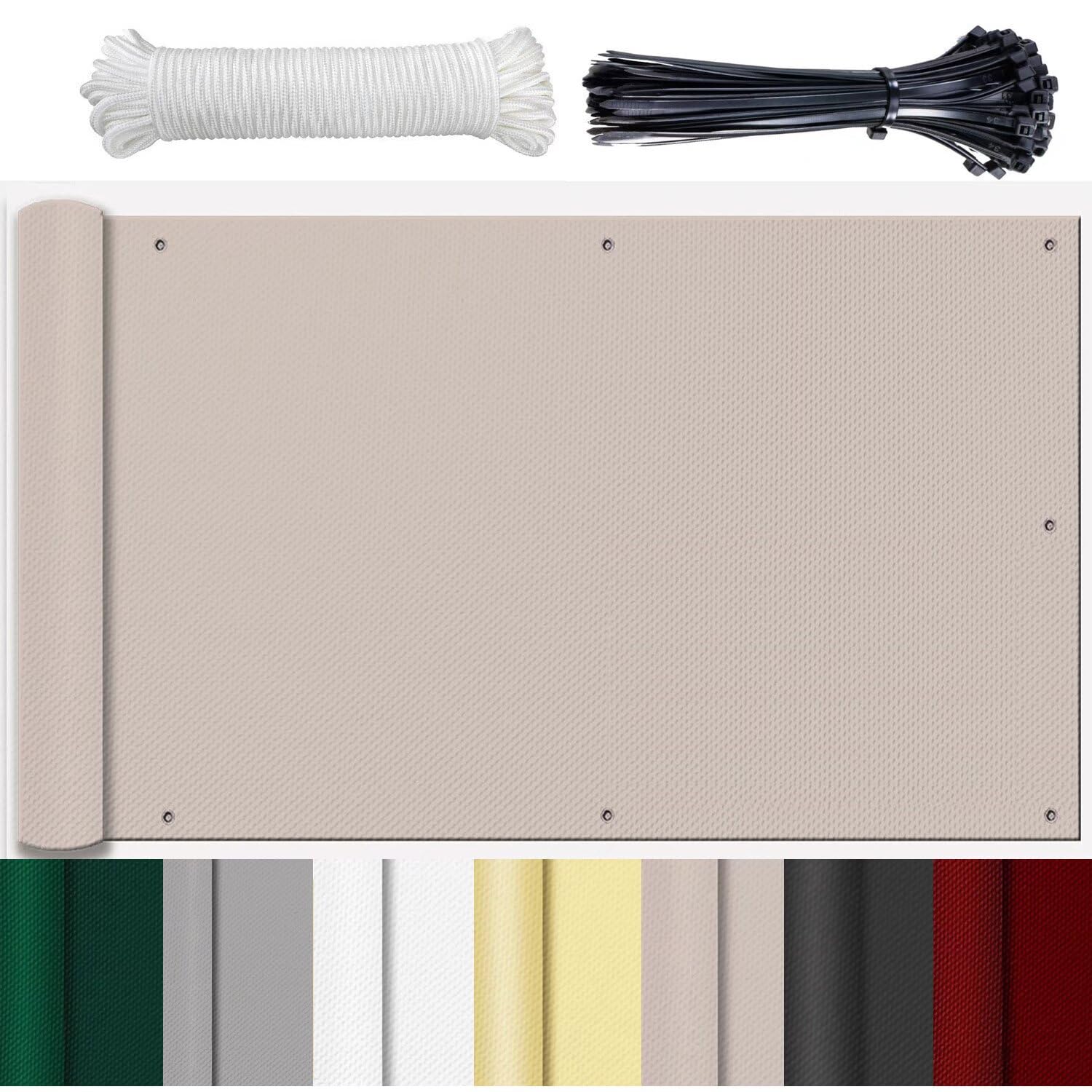 GLIN Balcony Border No Drilling 50 cm to 120 cm High Balcony Cladding Wind Protection Balcony Cover Balcony Cladding Side Balcony Cladding Plastic Balcony Cladding Taupe 100 x 150 cm