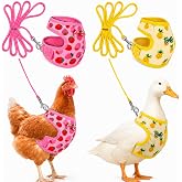 Frienda 2 Pcs Medium Chicken Duck Harness and Leash, Pineapple Strawberry | Elastic Vest for Hens Ducks Geese, Breathable Adjustable, Spring Summer Walking Training