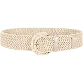 SANSTHS Women Wide Woven Belt for Dresses Fashion Rattan Braided Waist Belt Straw Raffia Boho Belt for Jeans