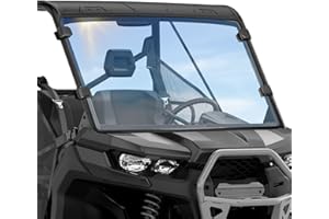 KEMIMOTO Vented Front Windshield Compatible With 2016-2025 Can-Am Defender HD5/HD8/HD10/MAX, Scratch-Resistant Hard Coated Clear Polycarbonate (Without Slide-Vent)