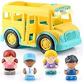PLAY Yellow School Bus Toy for Toddlers with Figures and Driver | Lights/Music and One-Tap Music Off | Interactive Role Learning Toy | Baby Gift for Boys and Girls First Day of School Gift
