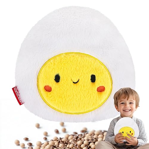 Comfheat Egg Microwave Heating Pad for Pain Relief, Unscented Microwavable Heating Pads Stuffed Animal for Cramps, Neck Shoulder, Muscles, Natural Small Heat Pack Moist Heat with Washable Cover