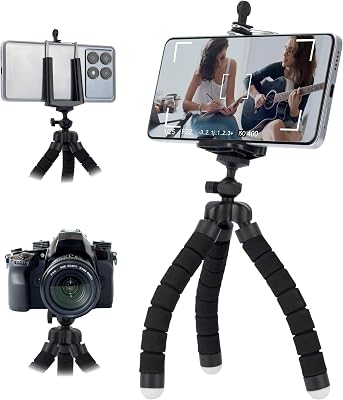 Francideal – Trípode flexible de 18 cm para smartphones y cámaras – Caballete de mesa portátil con patas de pulpo, cabeza 360°, clip universal – Soporte compacto y ligero