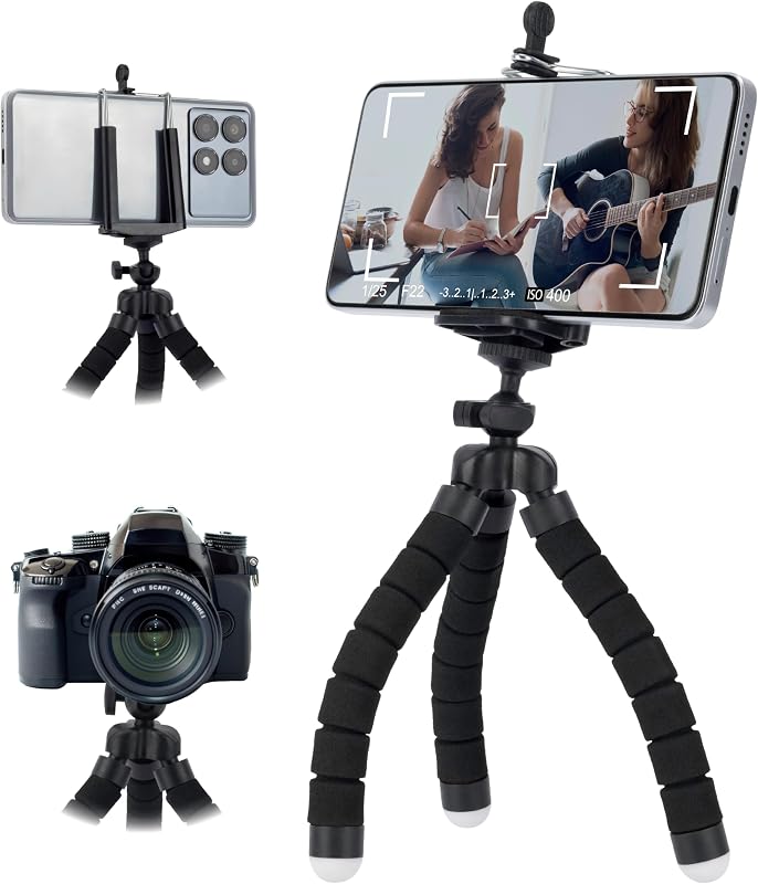 FRANCIDEAL - Cavalletto per Smartphone con Gambe a Polipo, Testa 360°, Compatto e Leggero