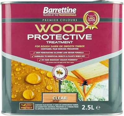 Barrettine Wood Protector Treatment Clear 2.5L Shed Fence Pergola UV Water