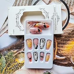 24Pcs Halloween Press on Nails Almond Nails Medium
