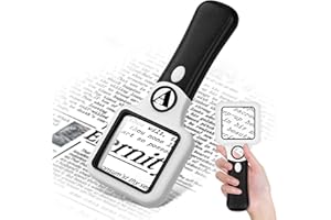 NZQXJXZ Compact Magnifying Glass with Lights,45X 10X Small Handheld Lighted Magnifier, 3 LED Light Magnifying Glass for Reading Small Prints & Low Vision Seniors Rectangle 1PACK