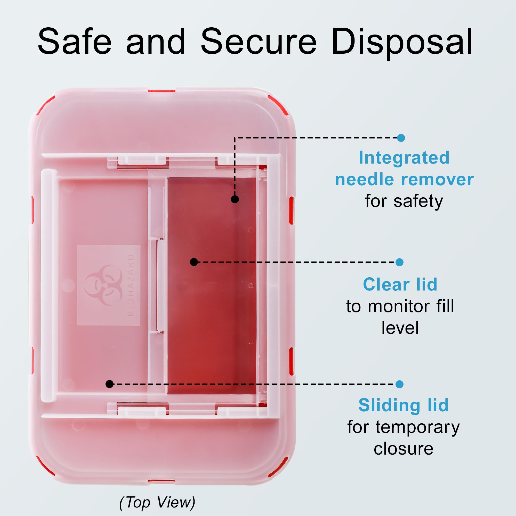 Sharps Container Large - Sharps Containers for Home Use and Labs - Portable Needle Disposal and Travel Size Biohazard Bin - 1 Gallon (Pack of 1)