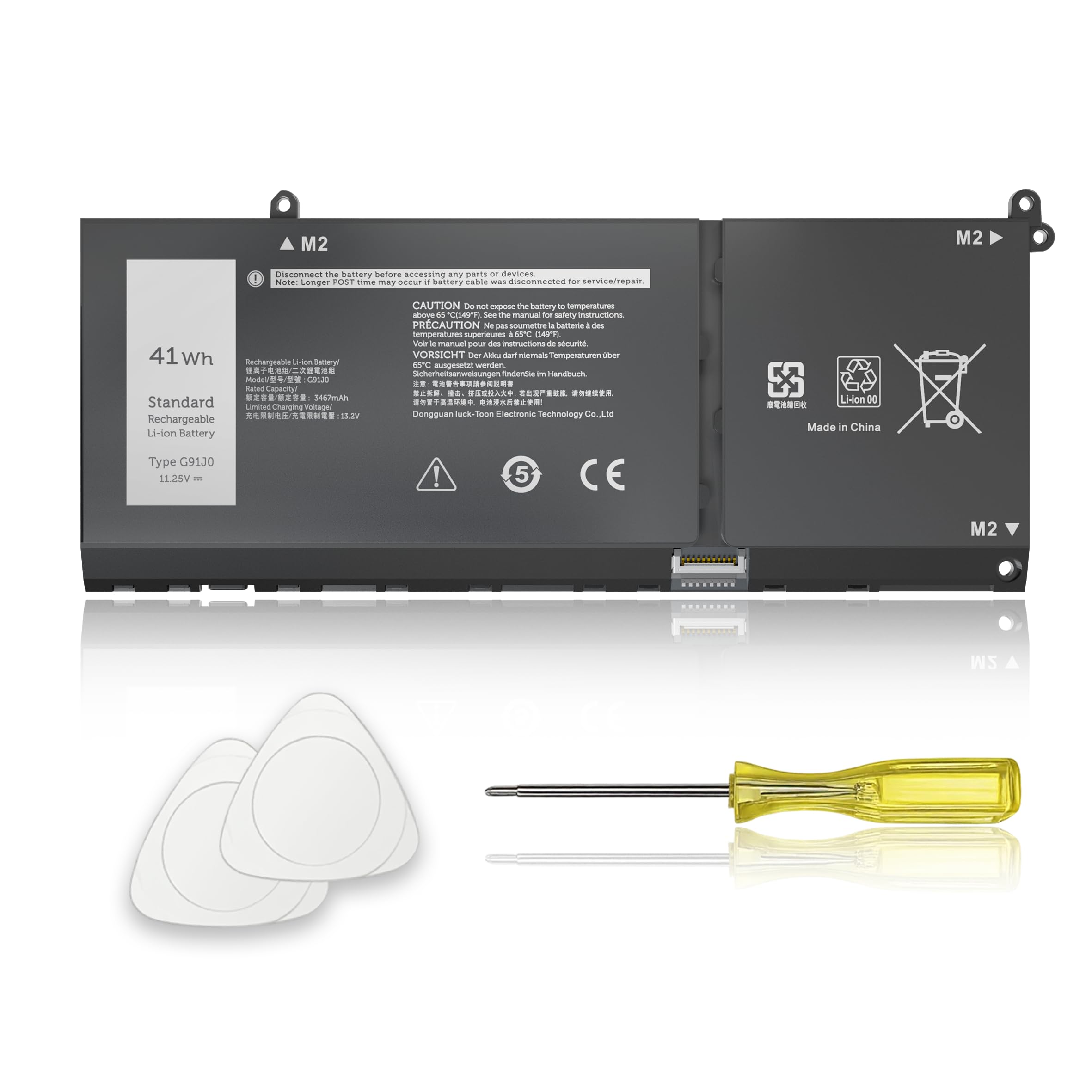 41Wh G91J0 JGCCT N9XX Battery Replacement for Dell Latitude 3520 3420 3320 3330 Inspiron 3510 3511 3515 3525 3530 5310 5410 5418 5510 5515 5518 14 Plus 7420 7415 2-in-1 Vostro 5620 5625 11.25V Image