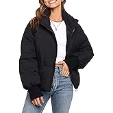 InterNos Women's Winter Stand Collar Zip Puffer Jacket Baggy Short Padded Down Coats