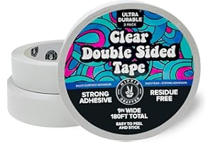 Clear Double-Sided Tape for Crafts, 1 Inch Wide Heavy-Duty Adhesive, Strong Sticky Thin Mounting Tape for Posters, Carpets, a