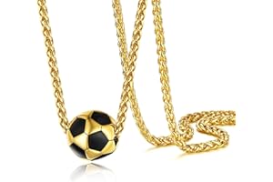 316L Stainless Steel Soccer Pendant Necklace | Adjustable Wheat Chain Sports Style Jewelry for Men Women | Perfect 2026 World