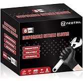 NEOTRIL 8 Mil Heavy Duty Disposable Nitrile Gloves with Diamond Texture Grip Rubber Gloves Latex &amp; Powder Free