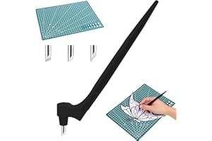 LONNIY Craft Cutting Tools Pen, 360-Degree Rotating Blade, Stainless Steel Cutter Pen for Stencils Scrapbooks DIY Craft (Black)