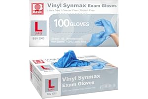 Supmedic Vinyl Disposable Exam Gloves, 4 Mil Powder-Free Latex-Free Food Grade Cooking Cleaning Medical Glove, Blue 100 Pcs