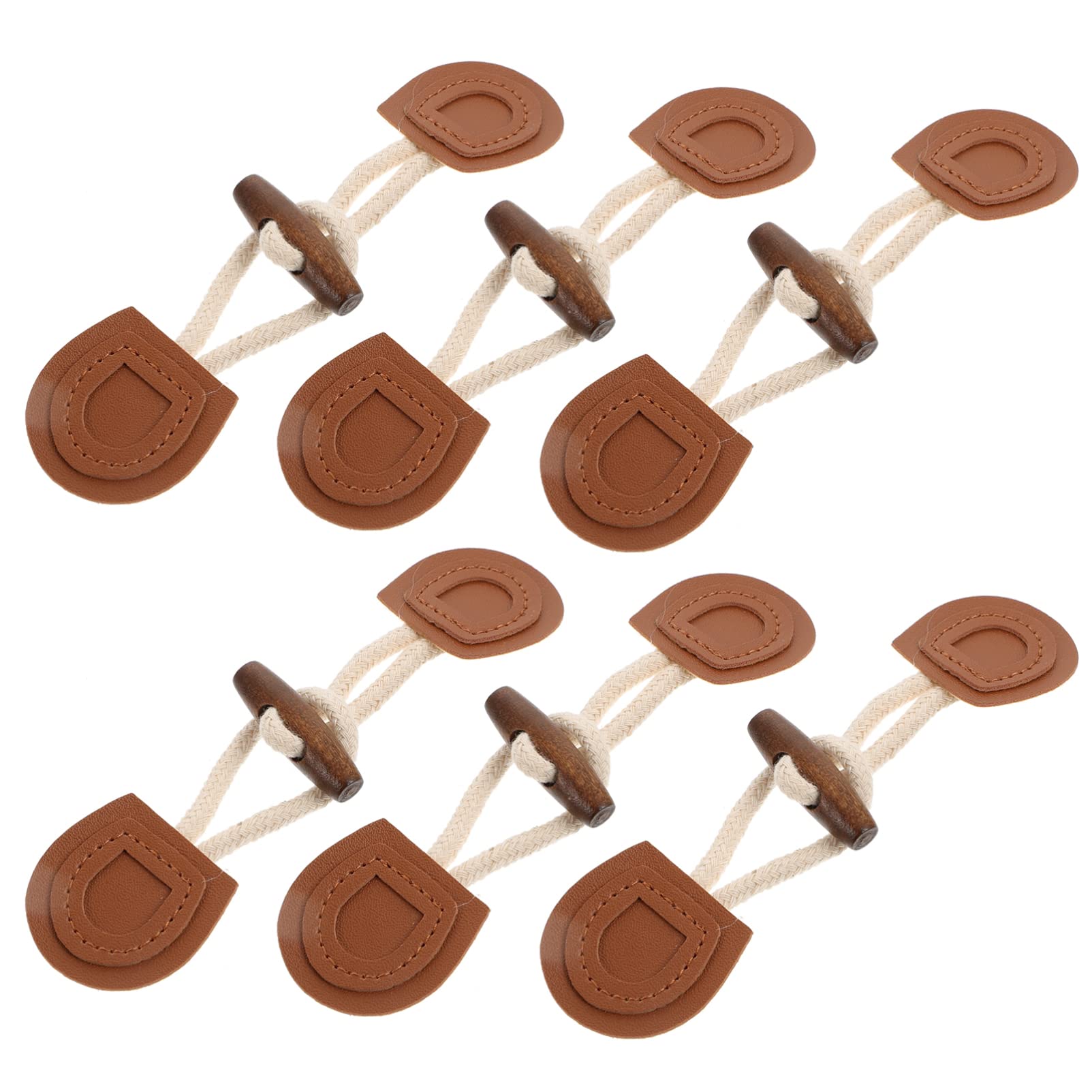 Milisten Vintage Decor 6 Pairs PU Leather Sew- on Toggles Closures Retro Horn Buttons Shawl Clips Cardigan Buckle for Knitwear Windbreaker Woolen Coat Sewing Accessories Brown Horn Button