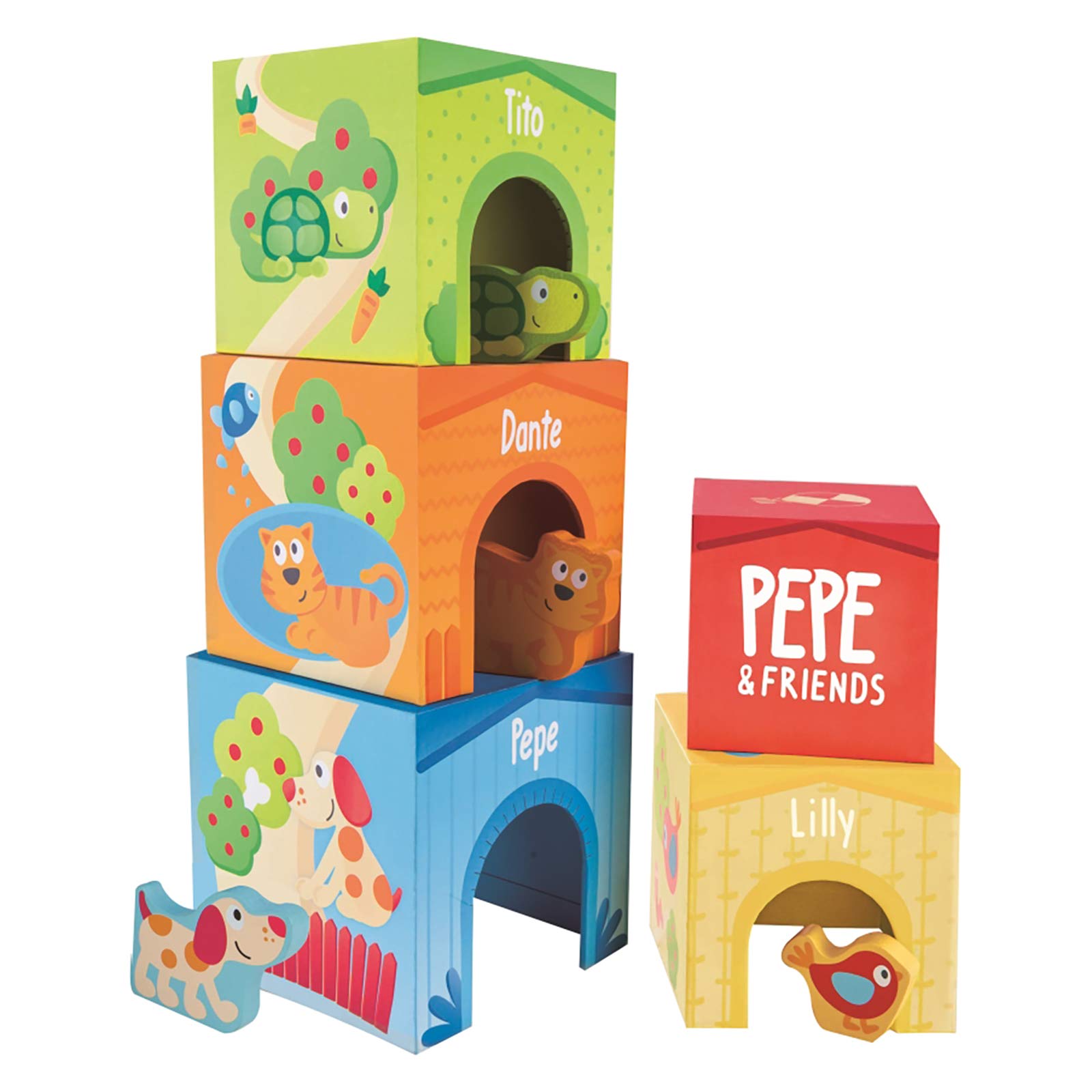 Hape Pepe & Friends Stacking Cardboard Toy Blocks, Multi (E0451)