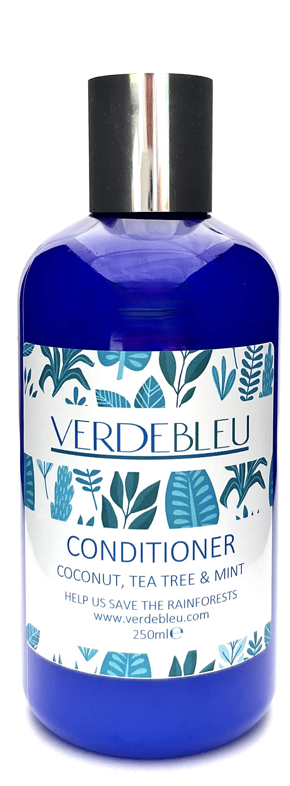 Verdebleu - Conditioner for Oily Hair: Coconut, Tea Tree, Mint. 99% Natural. No Silicone/Parabens, pH 5.5, Sensitive Skin. We Donate 5% of Profit to Save the Rainforest. 250ml