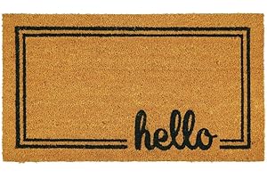 mDesign Rectangular Coir and Rubber Entryway Welcome Doormat with Natural Fibers for Indoor or Outdoor Use - Decorative Scrip