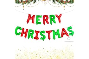 YOTHORN Red and Green Merry Christmas Letter Balloons Banner, Merry Christmas Foil Xmas Balloon for Xmas Party Decorations (Red and Green)