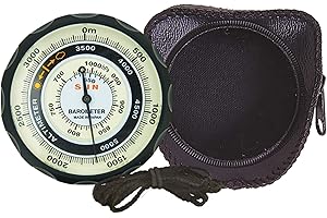 Sun Company Altimeter 202M - Battery-Free Altimeter and Barometer | Weather-Trend Indicator with Soft Leather Case | Reads Al
