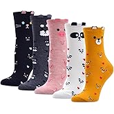 IIG Women's Funny Crew Socks Novelty Cute Patterned Socks 5 Pairs Gifts for Girls