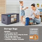 KURNI Storage Bags 3 Pack Grey 90L Large Organizer Zipper Box 60x43x35cm view 5