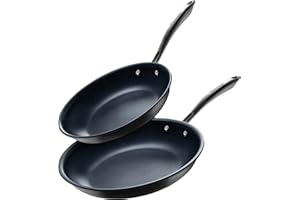 Guy Fieri's Flavortown Laser Titanium 2 Pcs Fry Pan Set 8.5" and 10" - Non-stick Cookware Set Without PFAS, PTFE, or PFOA, 3x More Durable, Dishwasher Safe, Oven Safe