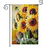 Sunflower Welcome Garden Flag 12 x 18 Inch Double Sided Small Burlap Garden Flags for Outside Spring Summer Yard Farmhouse Holiday Lawn House Decoration
