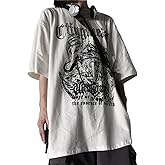 Men Women Y2K Goth Shirt Emo Alt Cross Graphic Tee Grunge Dark Academia T-Shirt Oversized Baggy Tops Clothes