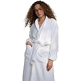 Lunya Spa Terry Cloth Robe - Premium Turkish Cotton Bathrobe with Elastic Cuffs and Pockets - Sincere White